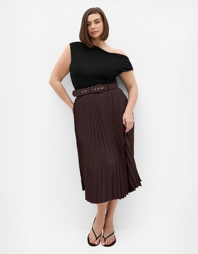 City Chic - Petra Pleat Midi Skirt