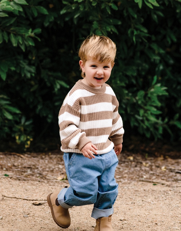 Kynd Baby - Knit Stripe Jumper in Mocha Stripe