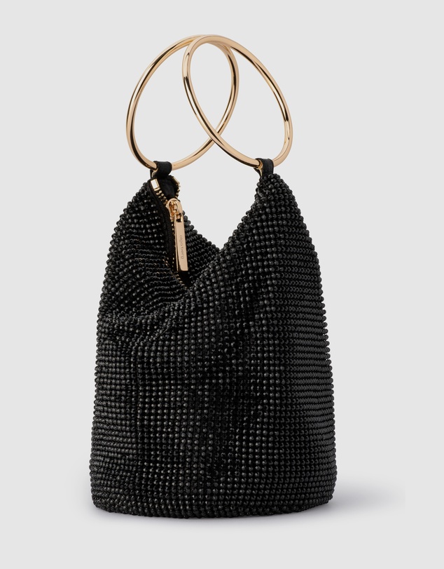 Olga Berg - Ellie Crystal Mesh Ring Handle Bag