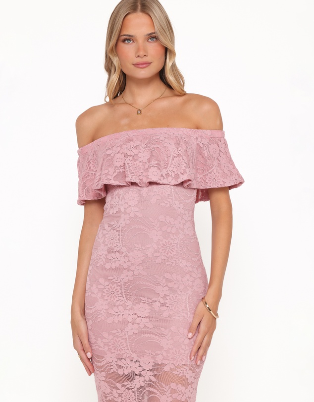 Petal & Pup - Mirelle Off Shoulder Lace Maxi Dress - Pink