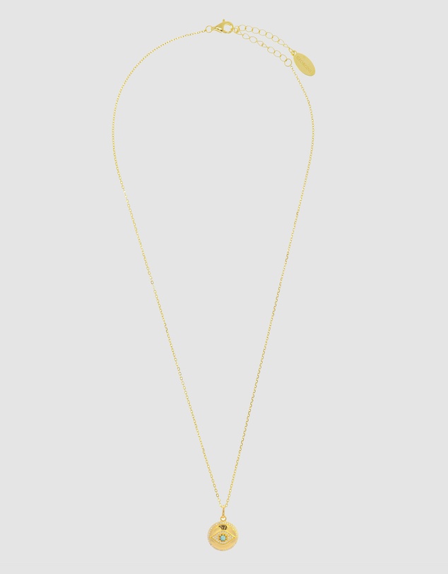 Georgini - Georgini Opal Glow Blue Created Opal Evil Eye Gold Medallion