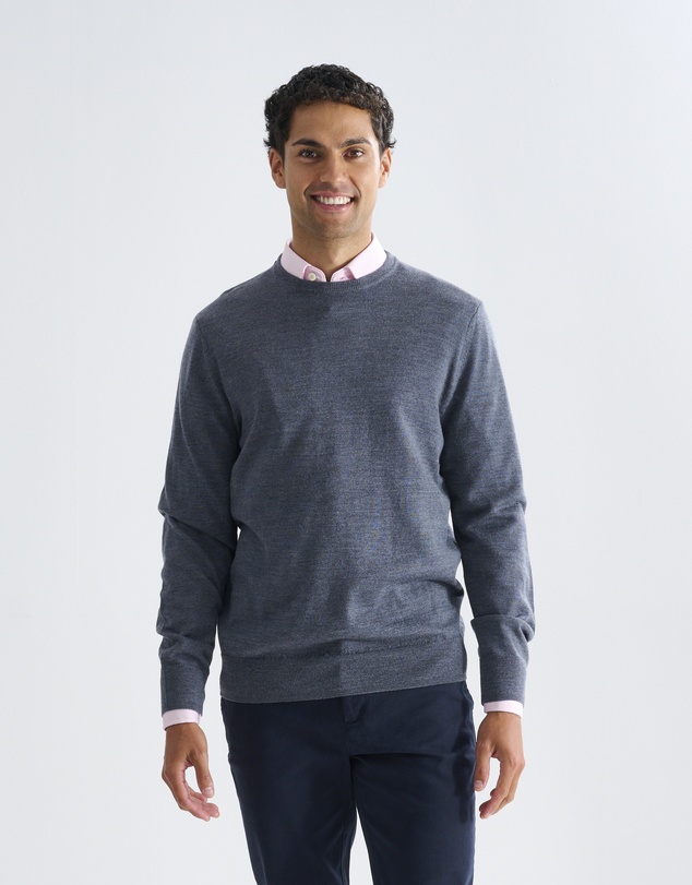 3 Wise Men - 3 Wise Men Driver Crew Neck Merino Knit - Charcoal
