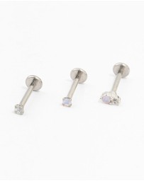 Lovisa - Surgical steel Cubic Zirconia Flat Back Studs 3-Pack