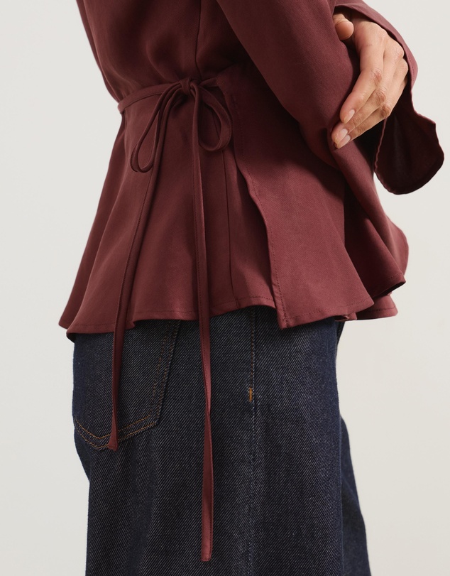 Atmos&Here - Mabel Wrapped Bell Long-Sleeve Top