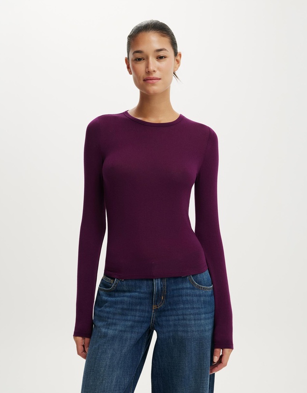 Cotton On - Sheer Layer Crew Long Sleeve Top