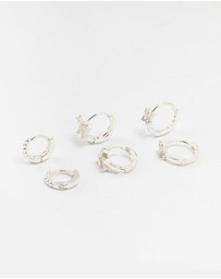 Lovisa - Silver Diamante Mixed Bow Earrings 4-Pack