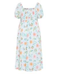 City Chic - Plus size Abbie Short Sleeve Ocean Print Maxi Dress - white