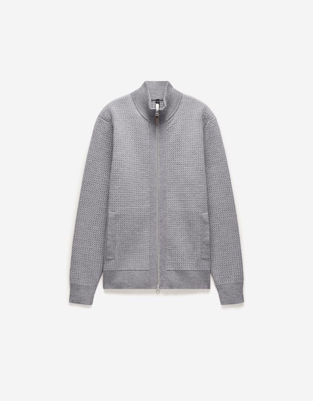 Calibre - Geometric Jacquard Cardigan Grey