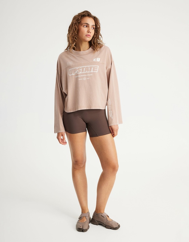 Upstate - Retro Sport Long Sleeve Tee - Moccha