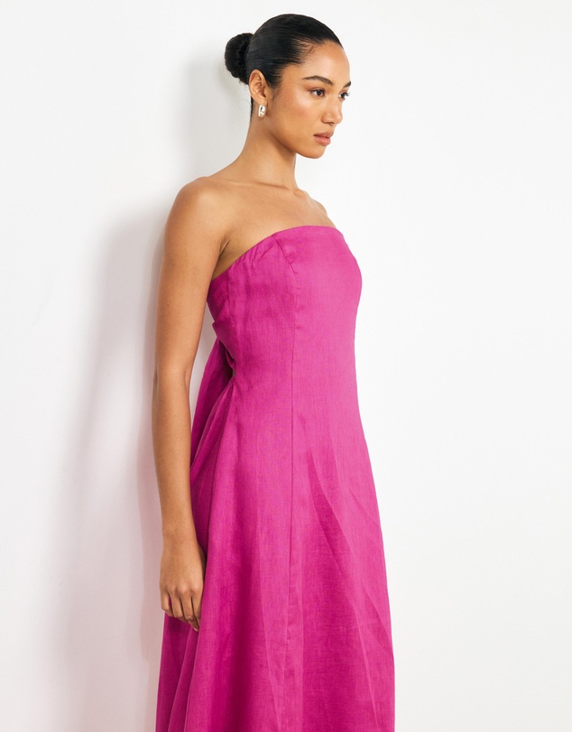 AERE - Florence Linen Strapless Maxi Dress