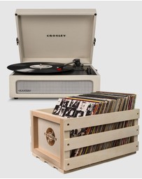 Crosley - Crosley Voyager Dune - Bluetooth Portable Turntable  & Record Storage Crate