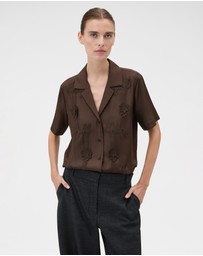 Oroton - Ribbon Trim Silk Camp Shirt