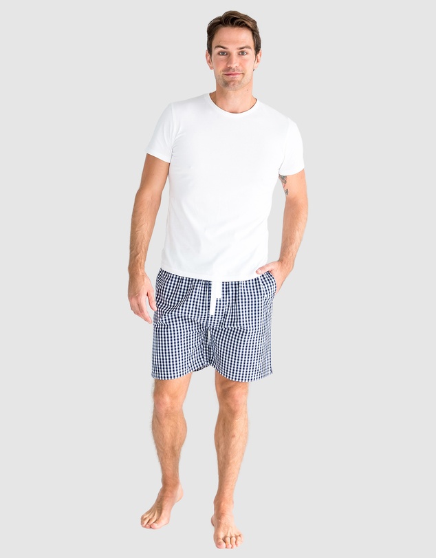 Sant And Abel - Men's Hepburn Gingham Navy Sleep Shorts