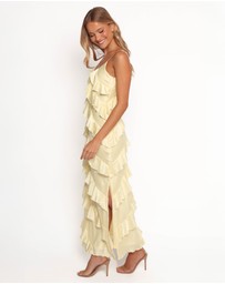 Petal & Pup - Ciao Ruffles Maxi Satin Dress - Pale Yellow