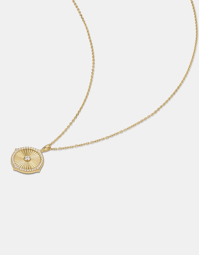 Ania Haie - Ania Haie Gold Diamond-Cut Sunny Disc Necklace