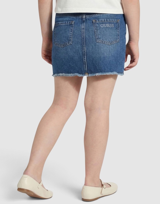 GUESS - Rhinestone Rigid Denim Mini Skirt
