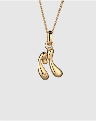 Elli Jewelry - Bubble Letter M Necklace in Gold-Plated 925 Silver