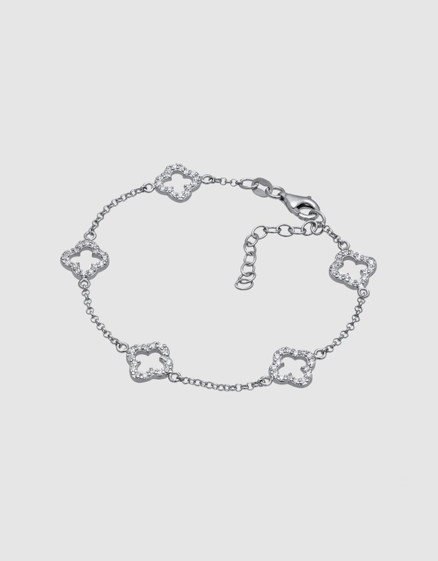 Elli Jewelry - Bracelet with Stones Cloverleaf Zirconia 925 Sterling Silver