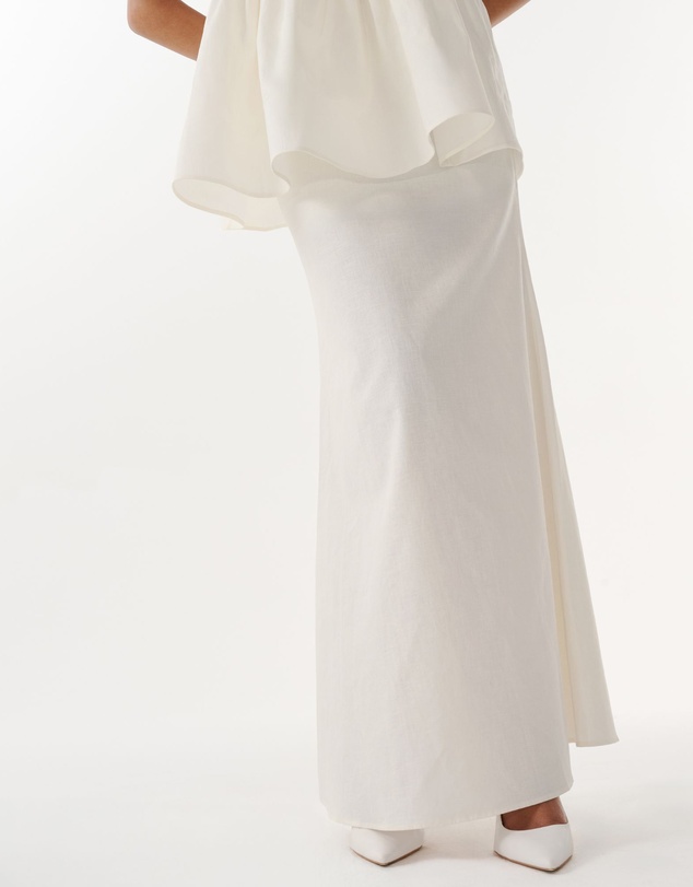 JUSTIN TONG - Ivory Linen Skirt