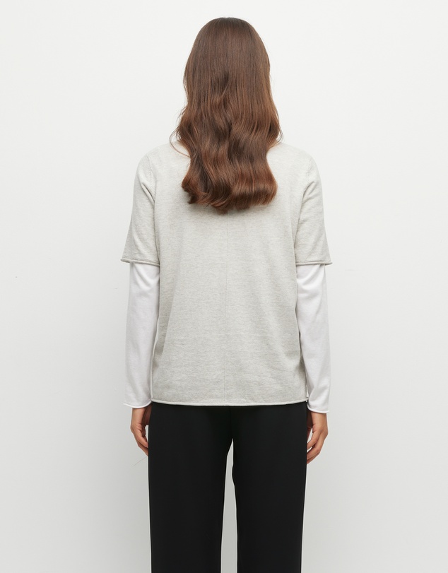 JH Lounge - JHL Crew T (Fine Cotton Cashmere) Soft Grey Marle