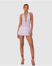 EDIKTED - Danny Open Back Sheer Lace Mini Dress