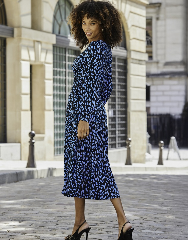 Sosandar - Fleck Print Twist Front Dress