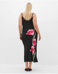 City Chic - Averi Placement Slip Dress - black