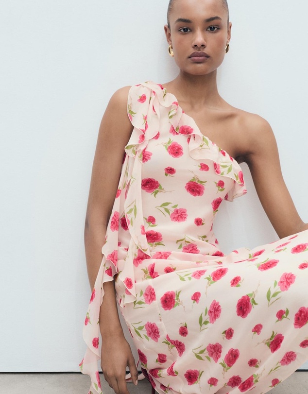 M.N.G - Rose Floral Ruffled Dress