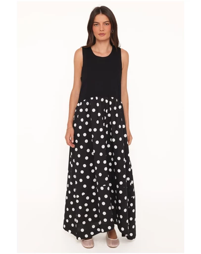 Petal & Pup - Glenda Maxi Dress - Black Polka Dot