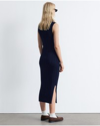 & Other Stories - Rib-Knit Collared Midi Dress