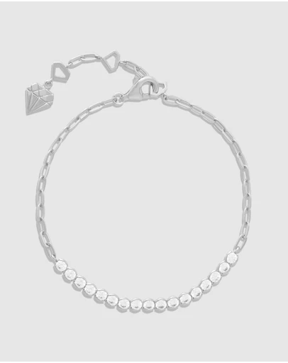 Wanderlust + Co - Pave 925 Sterling Silver Bezel Tennis Chain Bracelet