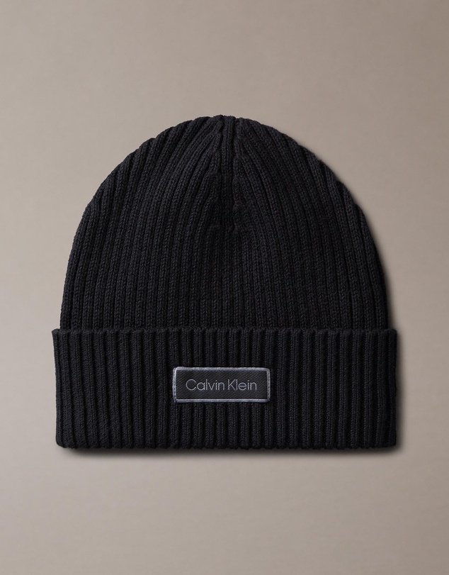 Calvin Klein - Patch Chunky Rib Cotton Beanie