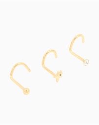 Lovisa - Surgical Steel Cubic Zirconia & Ball Front Nose Studs 3-Pack