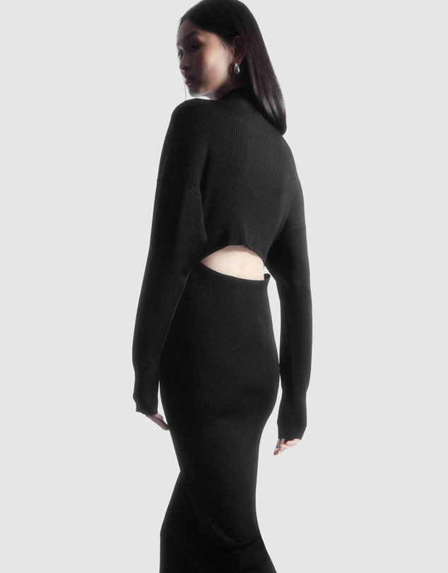 COS - Open-Back Ribbed-Knit Dress