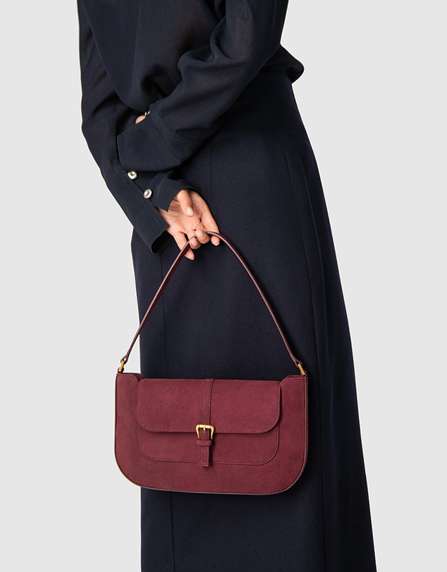 By Far - Miranda Sour Cherry Suede Leather Bag