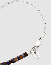 Kuzzoi - ICONIC EXCLUSIVE - Bracelet Male Lapis Lazuli Blue and Tigers Eye 925 Sterling Silver