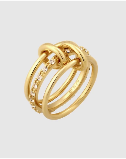 Elli Jewelry - Ring Women Elegant Crystals 925 Sterling Silver Gold Plated