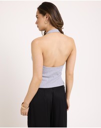 Subtitled - Saga Rib Button Halter Tank