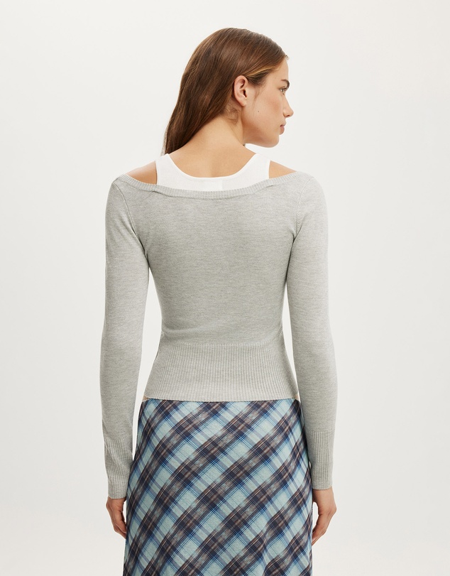 Cotton On - Long Sleeve Boatneck Layered Knit