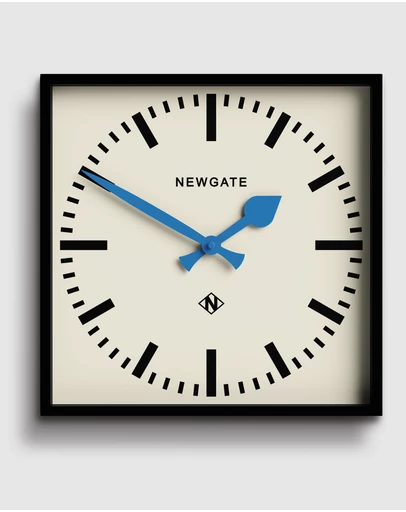 Newgate - Newgate Number Five Wall Clock Black Blue Hands