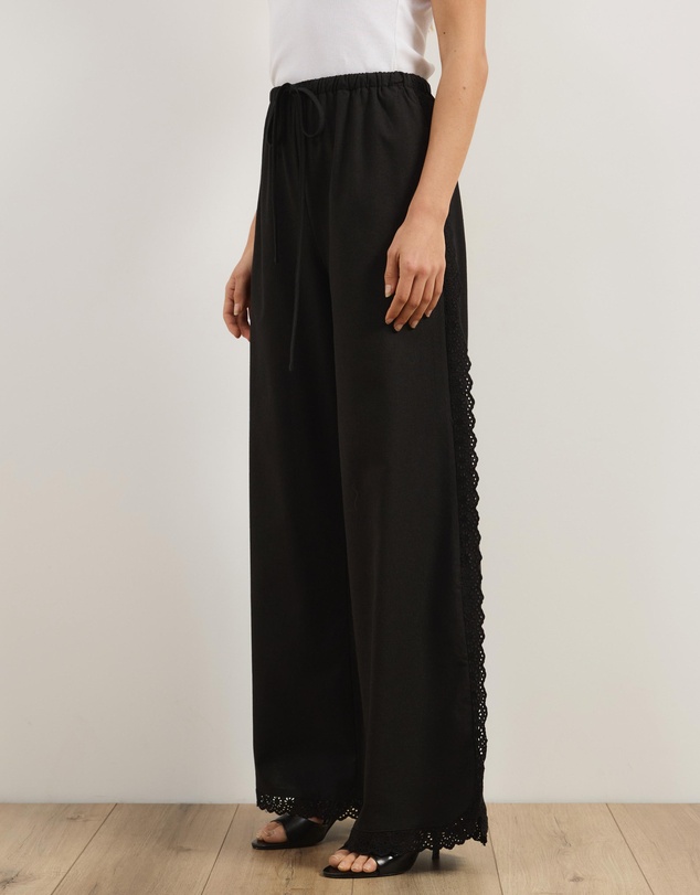 Atmos&Here - Lucy Broderie Trim Linen Blend Pants