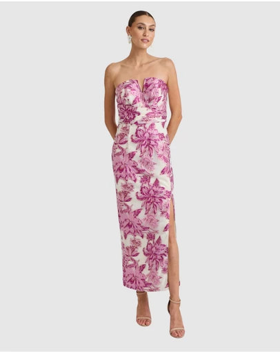 Romance by Honey and Beau - Seanna Bandeau V Neck Midi Dress
