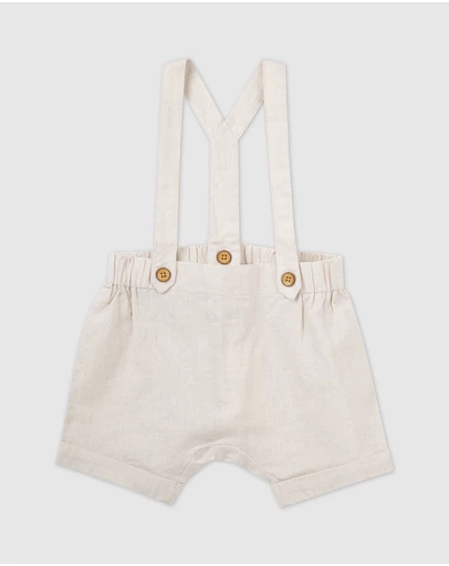 Designer Kidz - Finley Linen Suspender Shorts