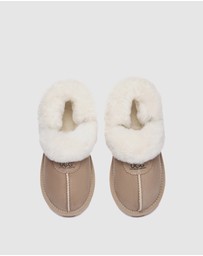 EVERAU - Australian Shepherd Ugg Waffle Fluffy Double Faced Sheepskin Upper House Shoes