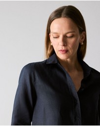 Trenery - Linen Classic Shirt in Night Sky