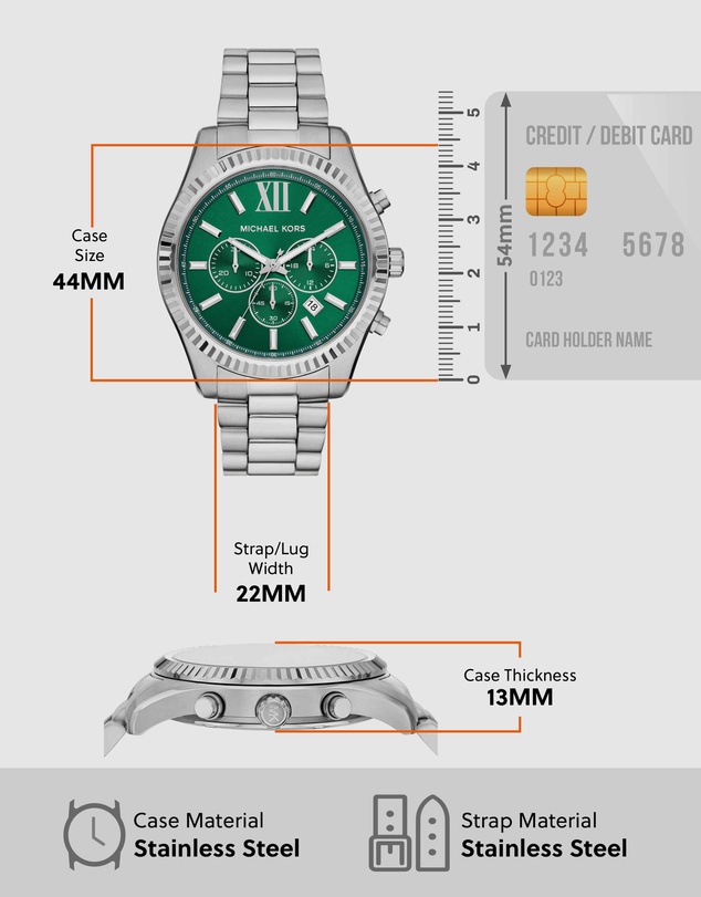 Michael Kors - Lexington Silver Tone Chronograph Watch