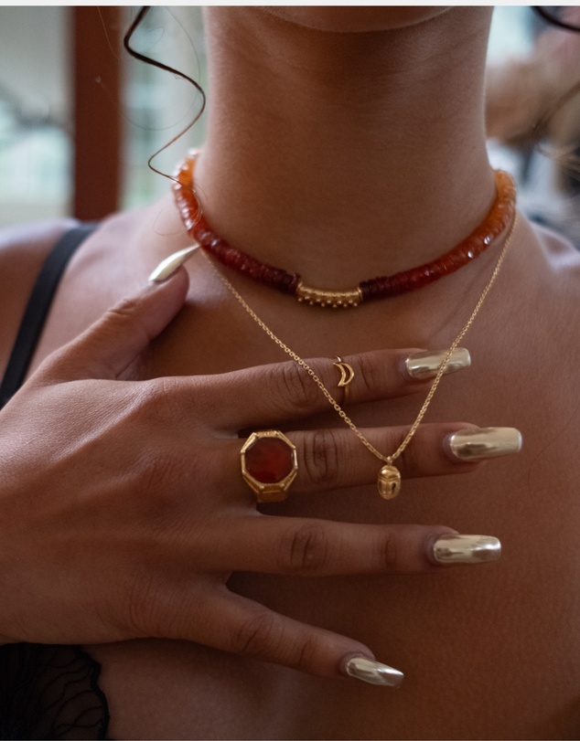 KYOTI - Beaded Carnelian Relic Necklace
