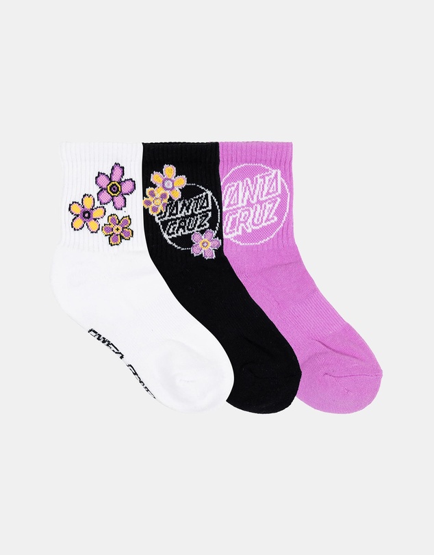Santa Cruz - Blooming Stack Mix Mid Socks 3-Pack - Kids-Teens