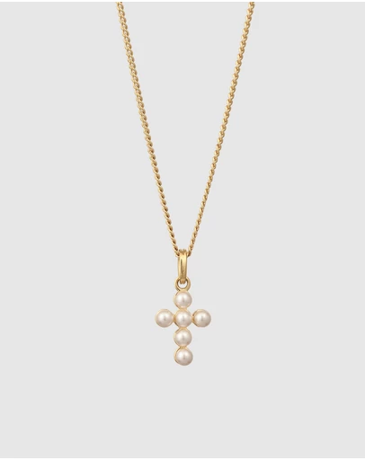 Elli Jewelry - Necklace Cross Pearl Communion 925 Sterling Silver Gold-Plated