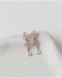 The White Collection - Clara - Rose Gold Bridal Drop Earrings